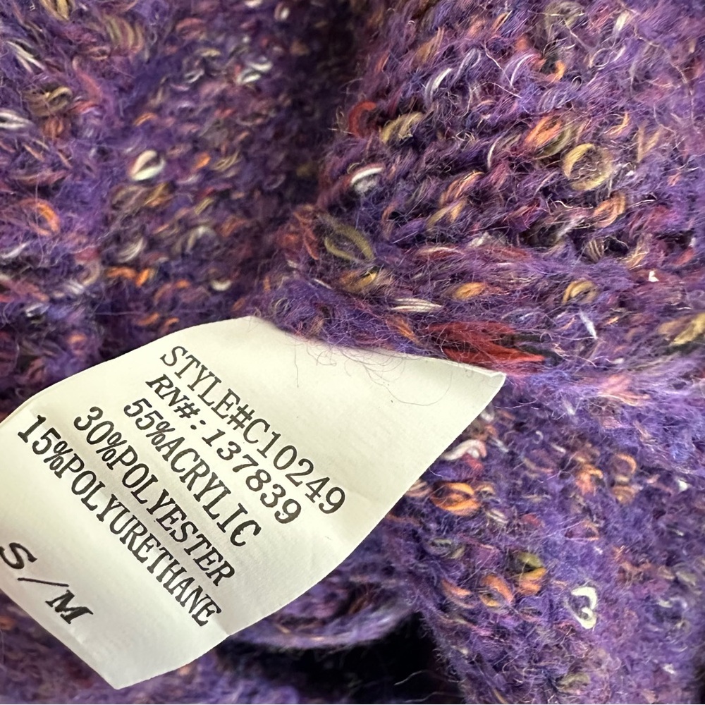 Dreamers Purple Cowl Neck Sweater Size Small - Picture 7 of 8